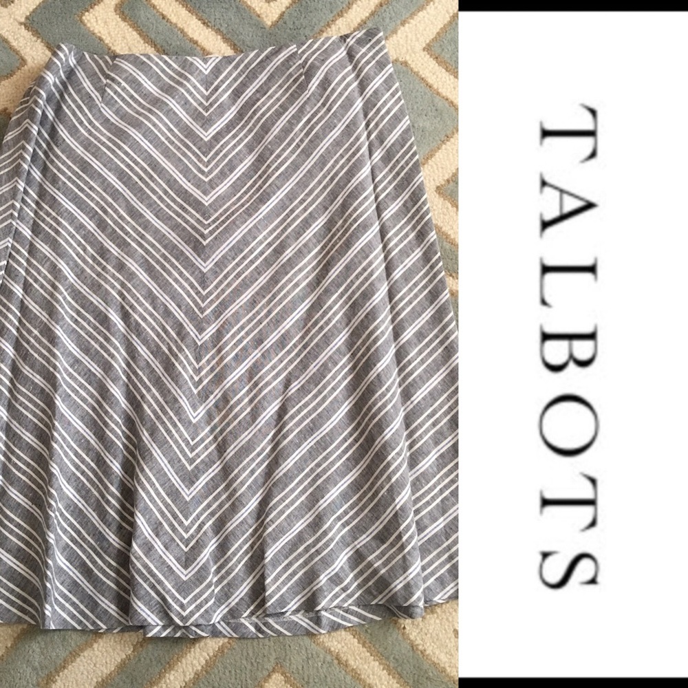 TALBOTS linen striped Aline skirt 20WP
